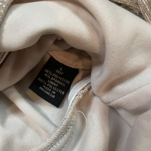 MSK Gold and Rhinestone Slit Bat Wing Sleeve Sparkle Blouse Size Large - Picture 11 of 13